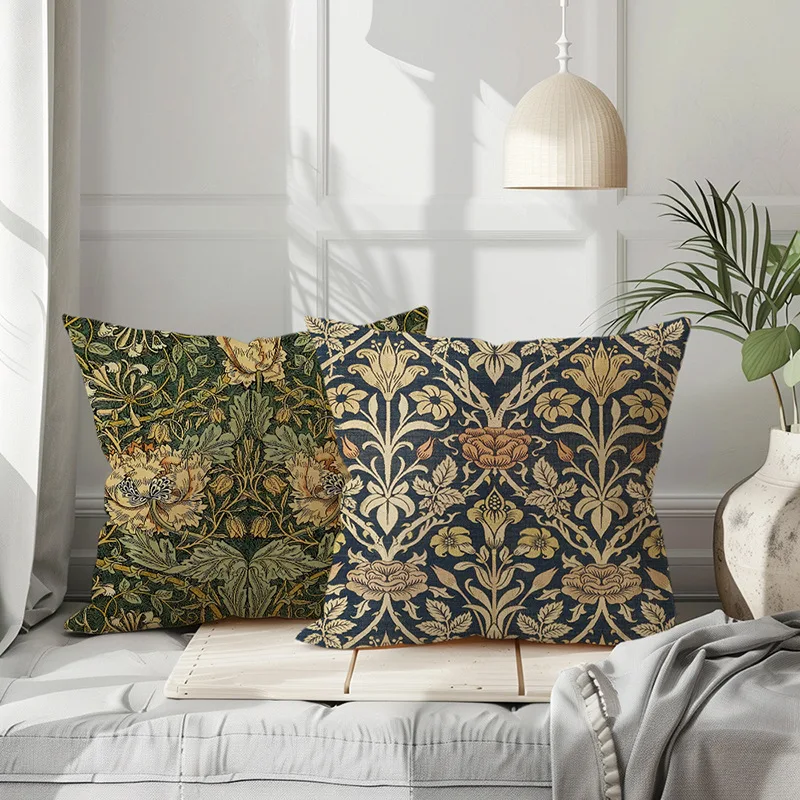 VIKAMA Vintage Floral Pillow Cover Machine Washable Luxury Living Room Sofa Decor Creates a Warm and Elegant Ambiance