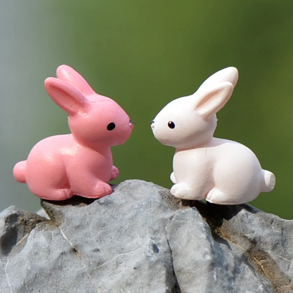 

12Pcs Small Rabbit Decor Resin Animal Ornament for Table Centerpiece Garden Diorama Craft Project Rabbit Micro Landscape