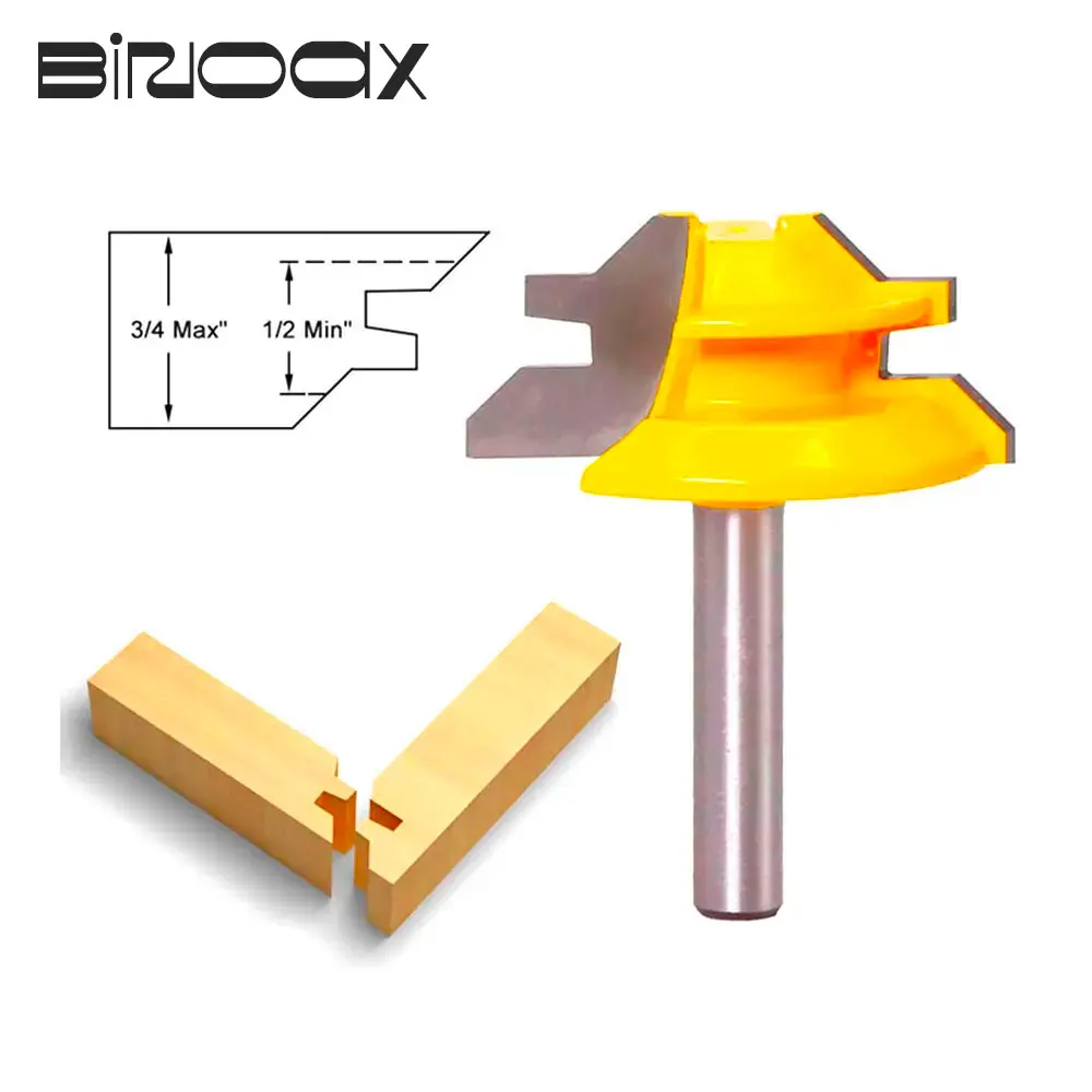 Binoax 45 Degree Stock Lock Miter Router Bit Woodwork Cutter Up to 1-1/2