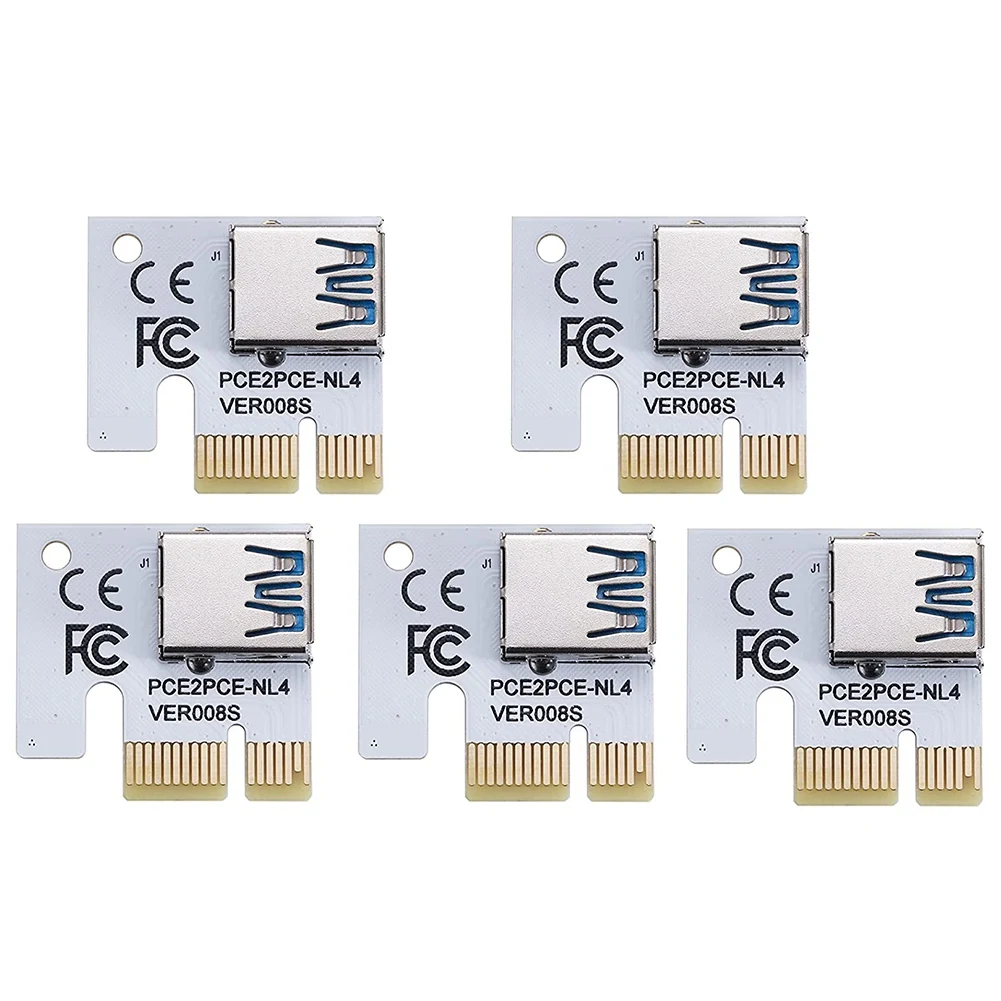 PCI-E 1X Adapter Card,PCI-Express X1 Slot Golden Fingers for Stable and Fast Data Transform, (VER008S,5 Pack)