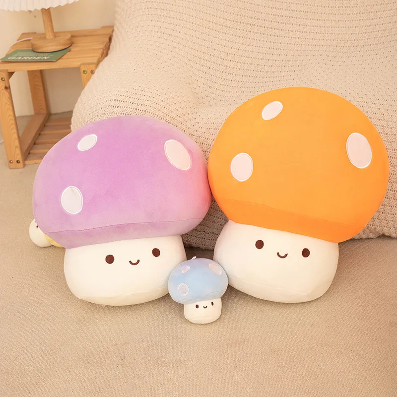 300mmCartoon cute macaron color mushroom doll children's plush toy red umbrella mushroom pillow grab machine doll wholesale