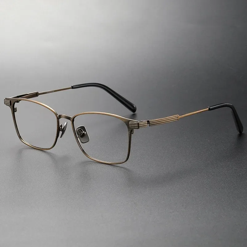 

Handmade Titanium Optical Eyewear Women Business Reading Glasses Frame AT18 Semi Square Myopia Men Brand Design Blue Light
