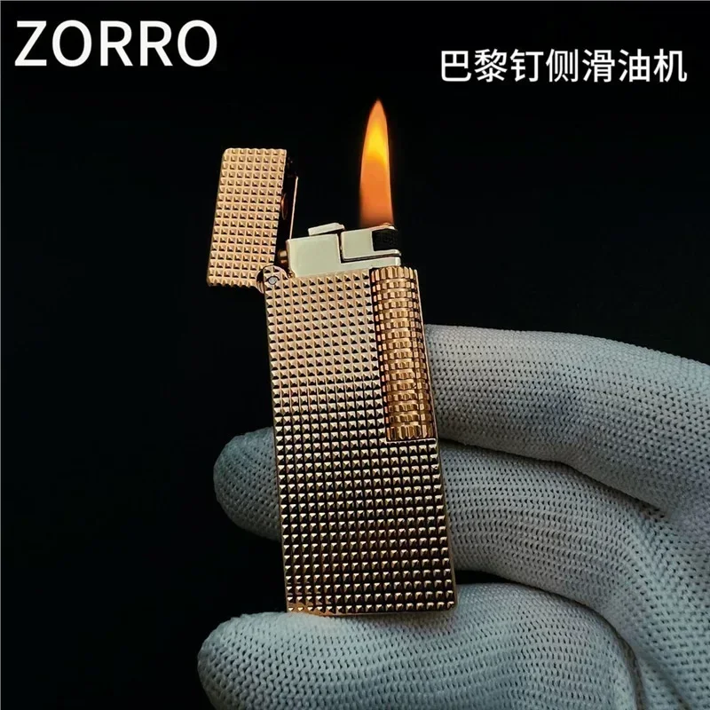 ZORRO-Personalized Creative Kerosene Lighter Paris Nail Side Sliding Ignition Slim Narrow Machine, High-end Gift, Men's Gift Box