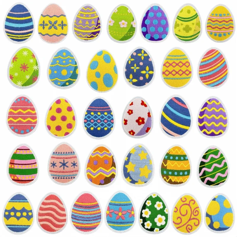 

Cute Easter Egg Sewing Iron-on Embroidered Badge Patch for DIY T-shirt Backpack Clothing Appliques Sticker Festival Decor