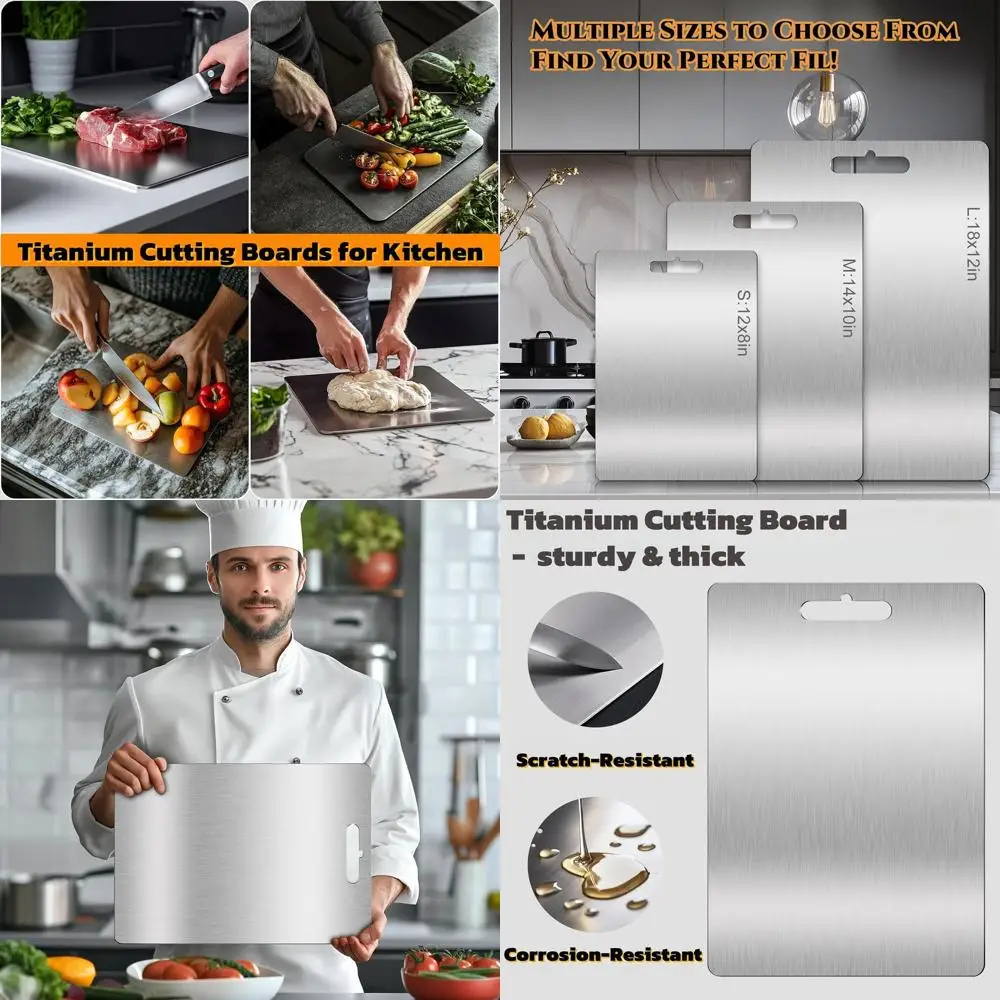 

Kitchen-Grade Titanium Chopping Board for Meat, Veg, Fruits - Ideal for Home and Camping