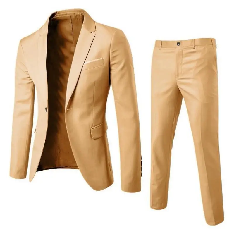 

Casual Mens Suit Set Thiened Special Wide Youth Faion Spring Seven Sve Double Breasted Pure Color Busin Casual Wear