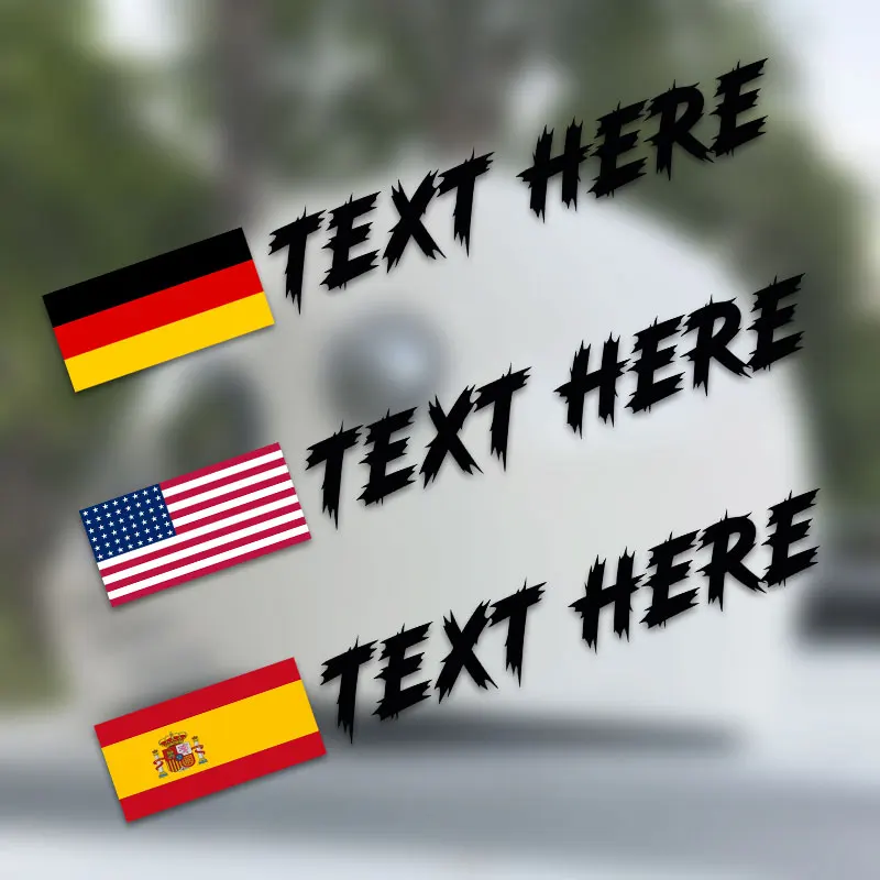 5PCS Custom Flag & Name Stickers Waterproof Cool Fonts High-quality for Bike Frame Top Tube Helmet Motorcycle Vinyl Decals
