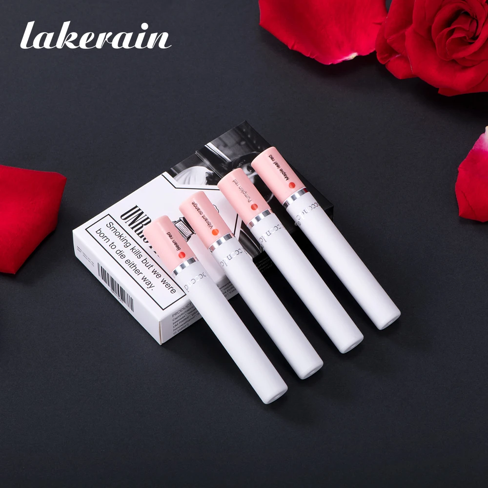 4 Colors Makeup Lipstick Cosmetics Lipstick Set Lip Tint Lip Gloss Waterproof Matte Long Lasting Make Up Pomade Red Orange