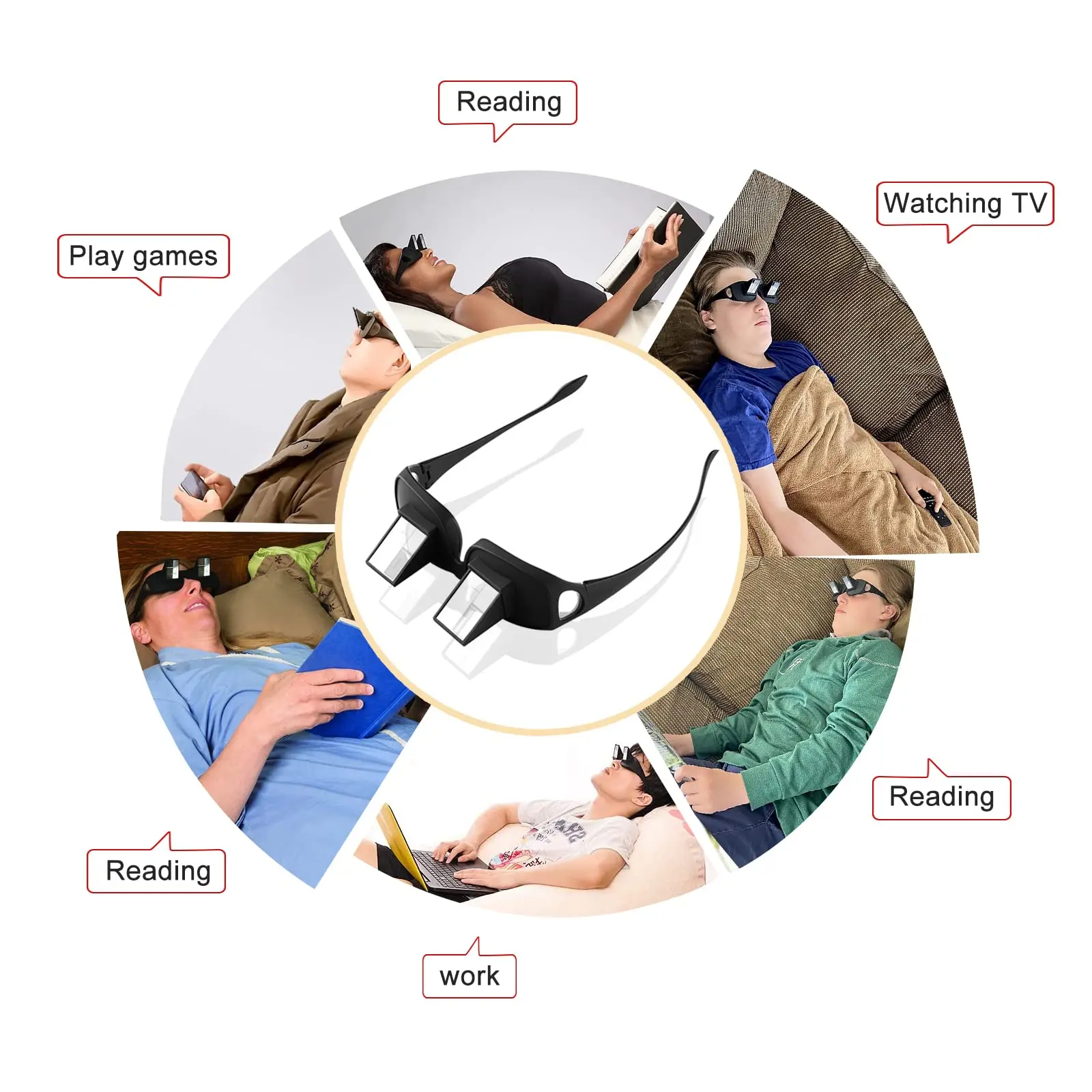 Amazing Lazy Creative Periscope Horizontal Reading Books Sit Glasses On Bed Lie Down View TV Myopia Usable Prism Spectacles