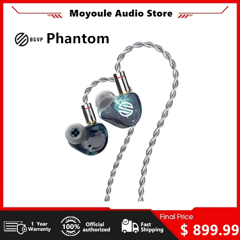 BGVP Phantom 8 Driver EST BCD Flagship In-Ear HIFI Monitor Earphones Wired Earbuds With MMCX Cable Wood Carving IEMs Headphones