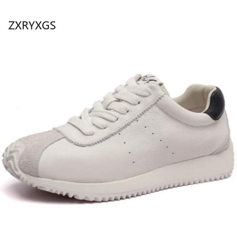 

ZXRYXGS 2026 Top Cowhide Women's Sneakers Flat Non-slip Comfortable Travel Shoes Fashion Casual Sneakers Real Leather Sneakers