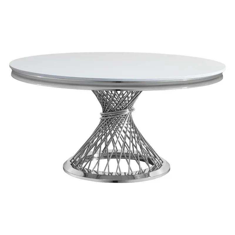 

Marble round dining table high-end wedding outdoor wedding banquet roundstainless steel dining