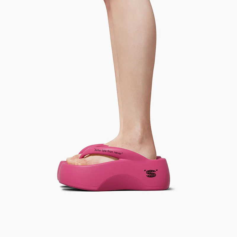 7cm Thick Sole Red Flip Flops Herringbone Slippers For Women's Summer Outwear Fashion Versatile 2024 New Home Slippers Women