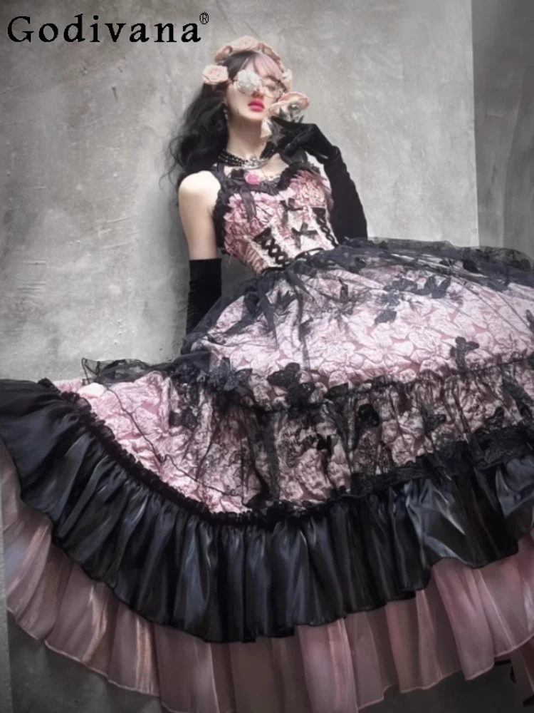 

Gorgeous Elegant Japanese Original Lolita Evening Dress Sweet Girl Student Coming-of-Age Ceremony JSK Strap Princess Style Dress