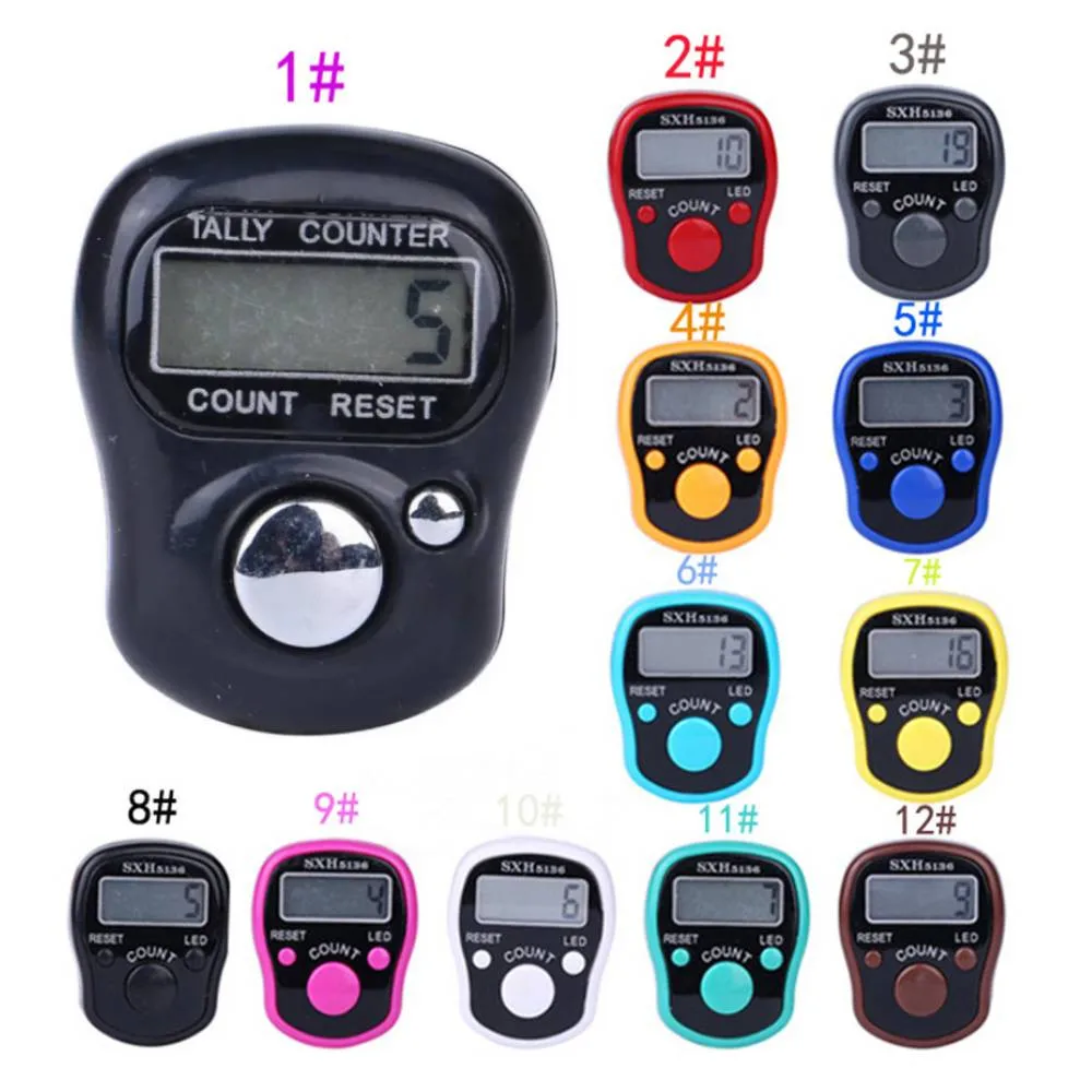 1~10PCS Finger Counter w/ Compass Islamic Tasbih Bead 5 Digital LED Electronic Handheld Tally Counter Clicker  counter ring