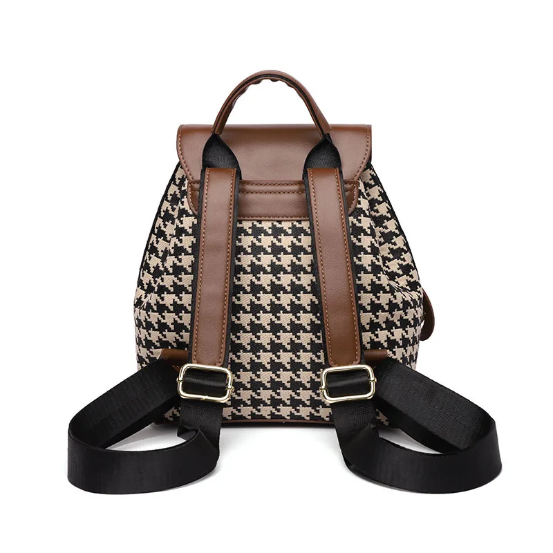 Imagem -05 - Houndstooth Mochila Feminina Nova Moda Mochila Elegante Commuter Grande Capacidade Simples Bolsa de Ombros Feminina Feamle Viagem Fora