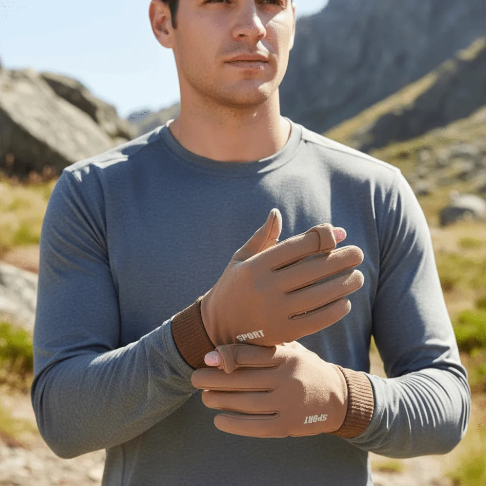 

Модные перчатки из искусственной замши с сенсорным экраном, однотонные утолщенные мужские шлепанцы, перчатки, теплые ветрозащитные варежки с длинными пальцами, походные