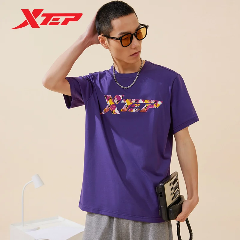 Xtep Short Sleeve Knitted Shirt For Men 2023 Summer Fashion Sweatshirt Comfortable Soft Street Style Tops 877229010251