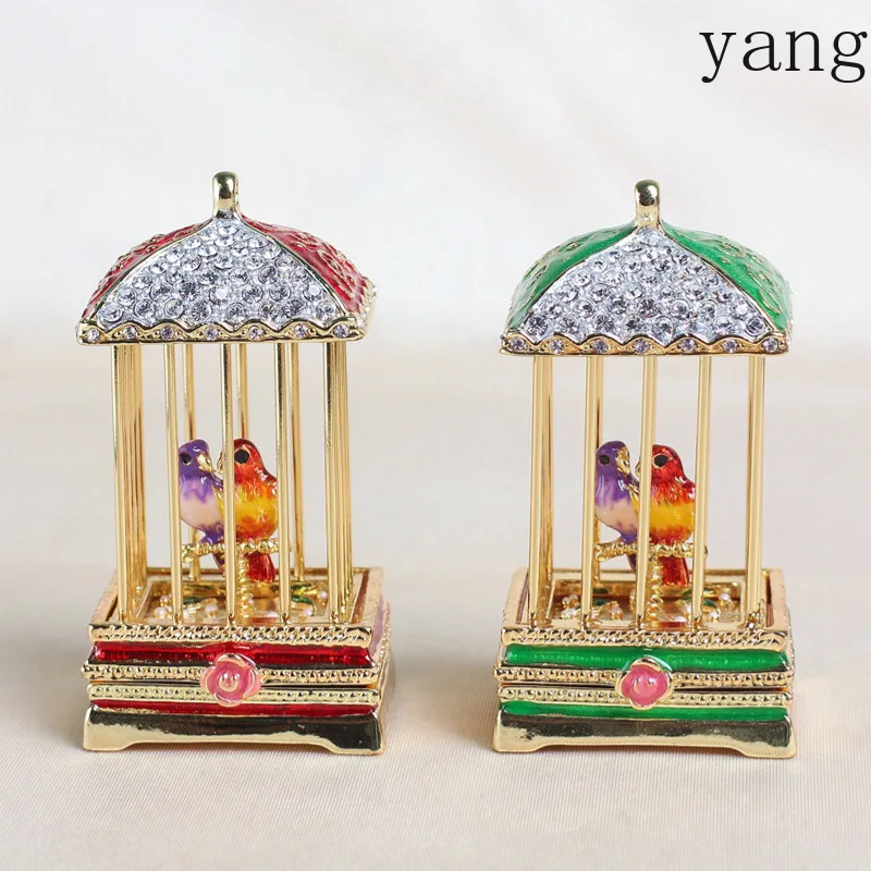 CX enamel jewelry box creative bird cage diamond ornament