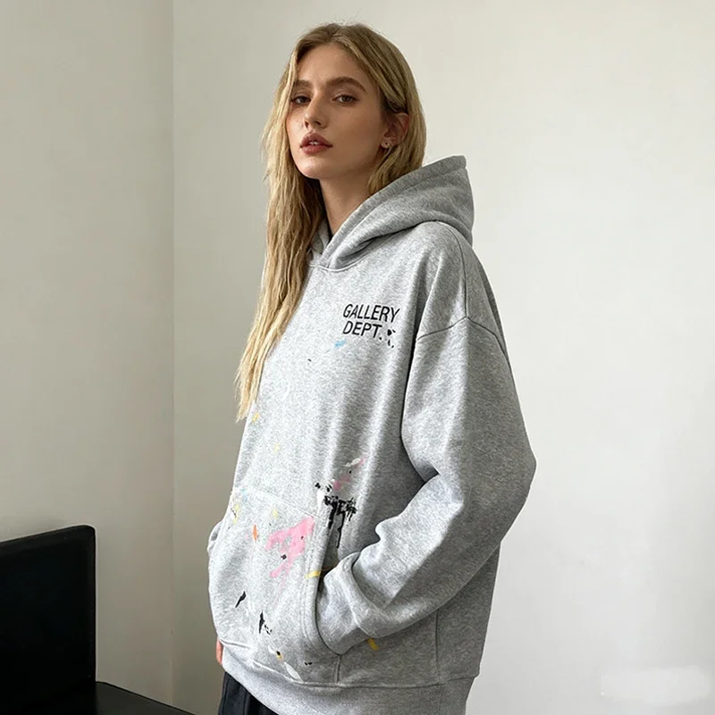 Trendy Hand Drawn Graffiti Hooded Sweatshirt Internet Celebrity Design Autumn Winter 2025 Niche Beauty Fashion for Men Women