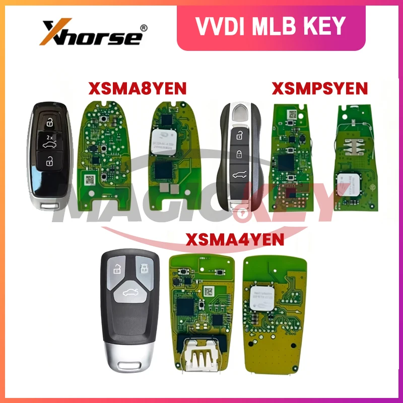 2026 New Xhorse XSMA4YEN XSMA8YEN XSMPSYEN MLB Remote Key OEM Chip Solution PCB with Key Shell Compatible with AUD POR Type