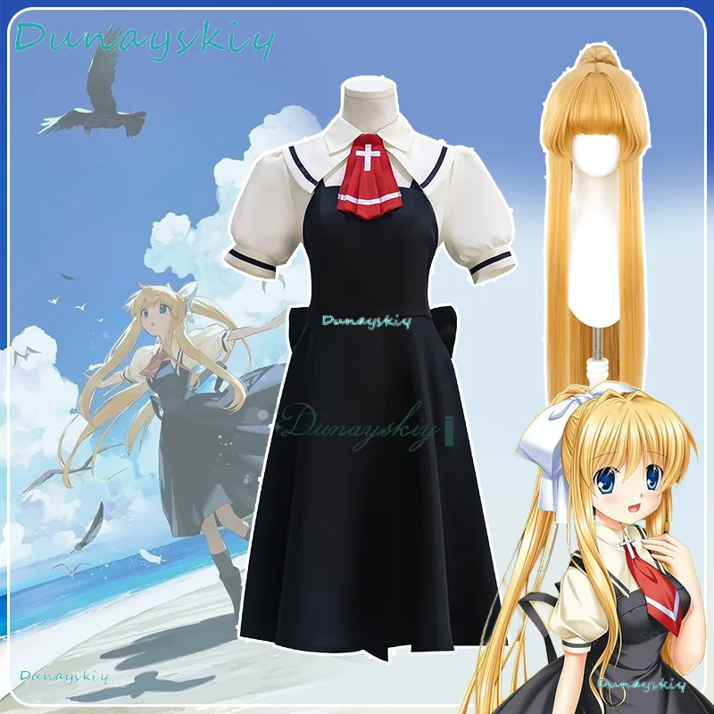 

Game AIR Kamio Misuzu Cosplay Costume Dress Wig JK Skirt School Uniform For Women Halloween Party Carnival Suit