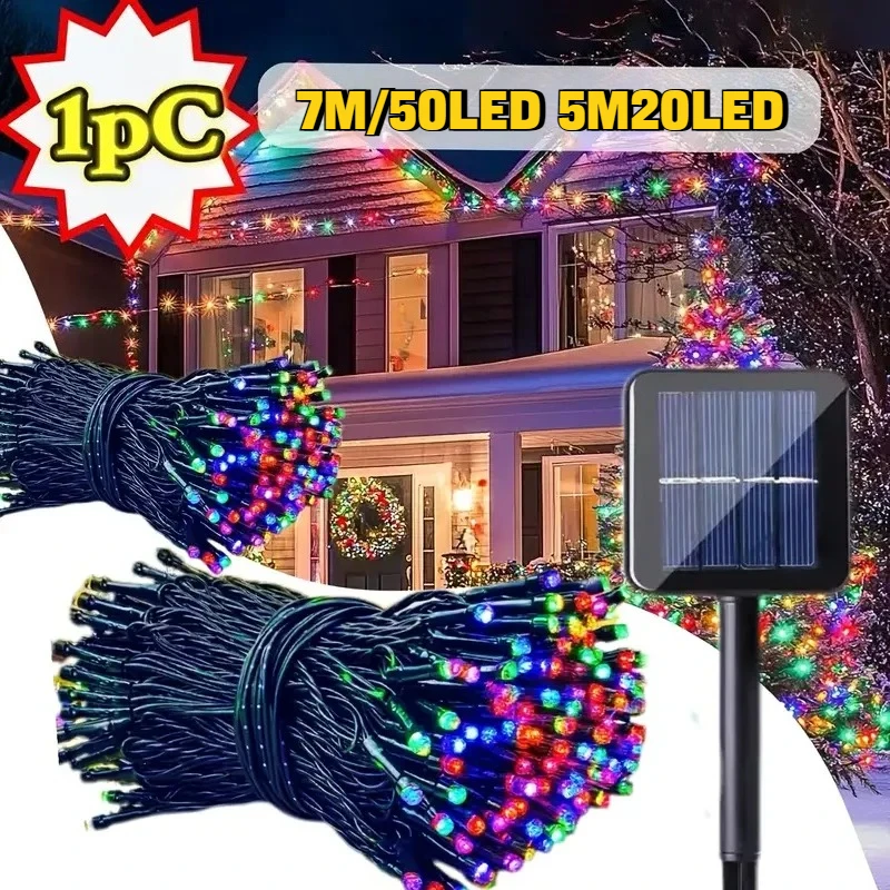 

Solar Outdoor Christmas Light Waterproof Decoration 5M20LED 7M50LED String Fairy Light 8 Lighting Modes Garden Terrace Wedding