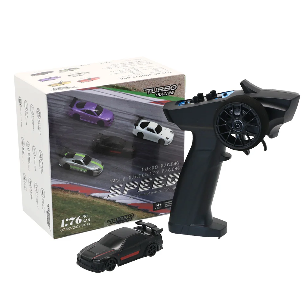 

Turbo Racing 1:76 C74 sports rc car RTR Kit 4CH 2.4GHz Mini black car Full Proportional Remote Control Toys For boy's desk toy