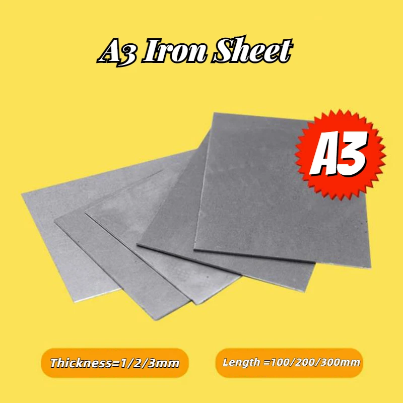 1pcs A3 Iron Sheet Thickness=1/2/3mm Length =100/200/300mm Width =100/200/300mm Iron Plate Can Be Customized Zero Cutting