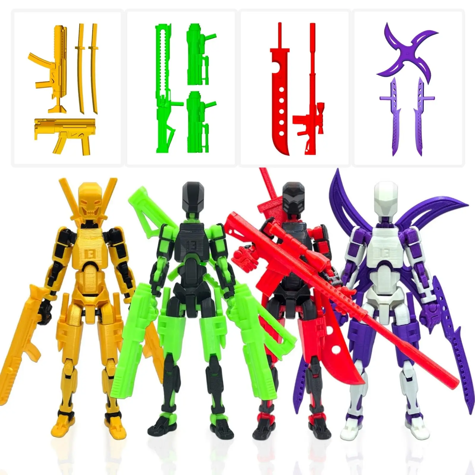 

4-Pack 7.1" T13 Action Figure Set for Teen Boys,Titan 13 Action Figure with Multiple Accessories,Christmas Stocking Stuffers for