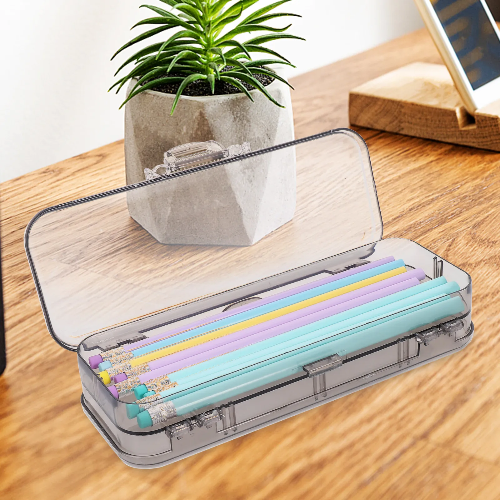 Durable ABS Pencil Box Multi Functional Pen Container Simple Design Easy to Open Close for School Supplies Pencil Case