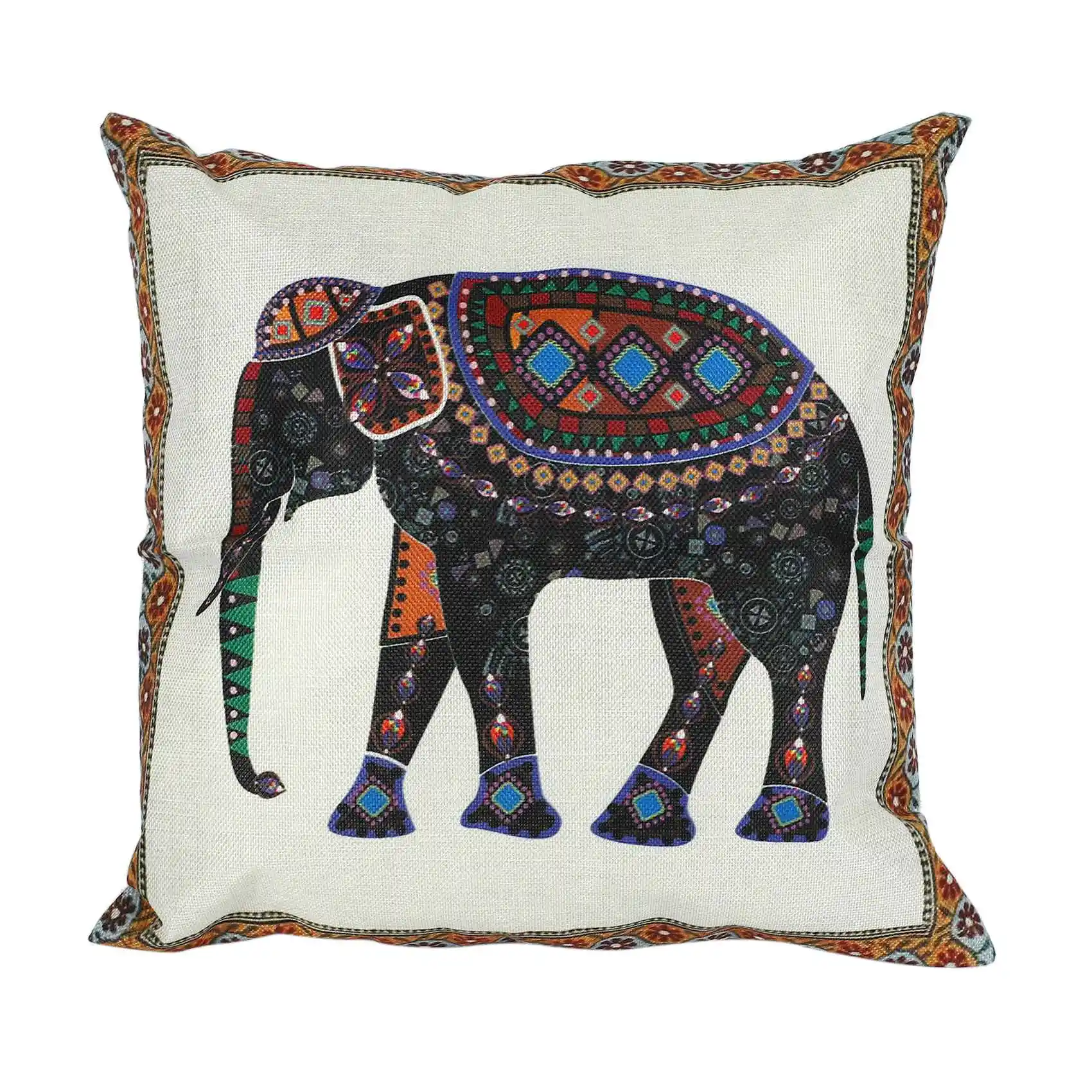 

Indian Knitted Elephant Cotton Linen Throw Pillow Case Cushion Cover Decor