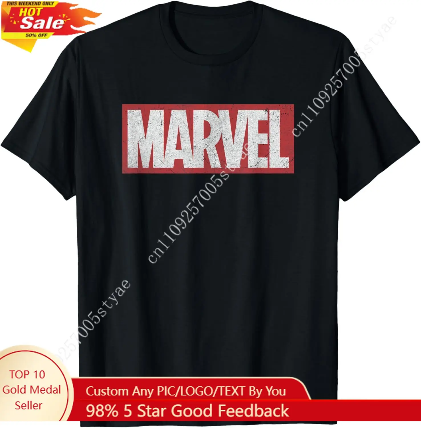 

Marvel Universe Classic Distressed Red Title Logo T-Shirt
