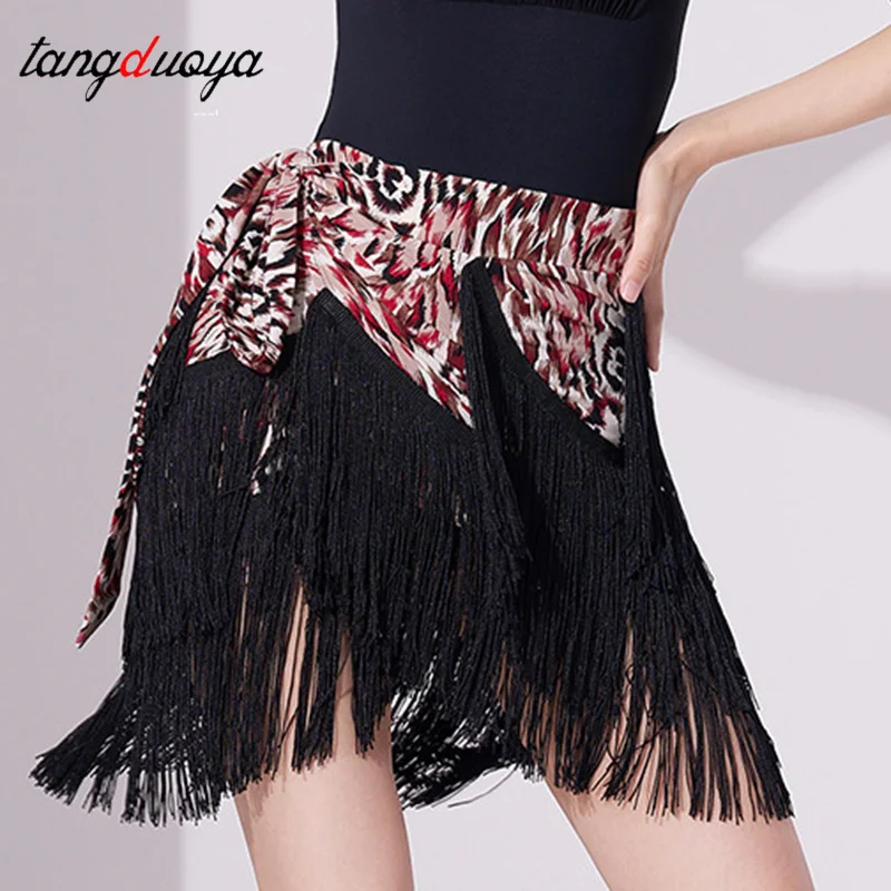 

Fringe Latin Dance Skirt Leopard Sexy Adult Latin Wrap Skirts Latin Dance Dress Women's Practice Skirt Hip Scarf