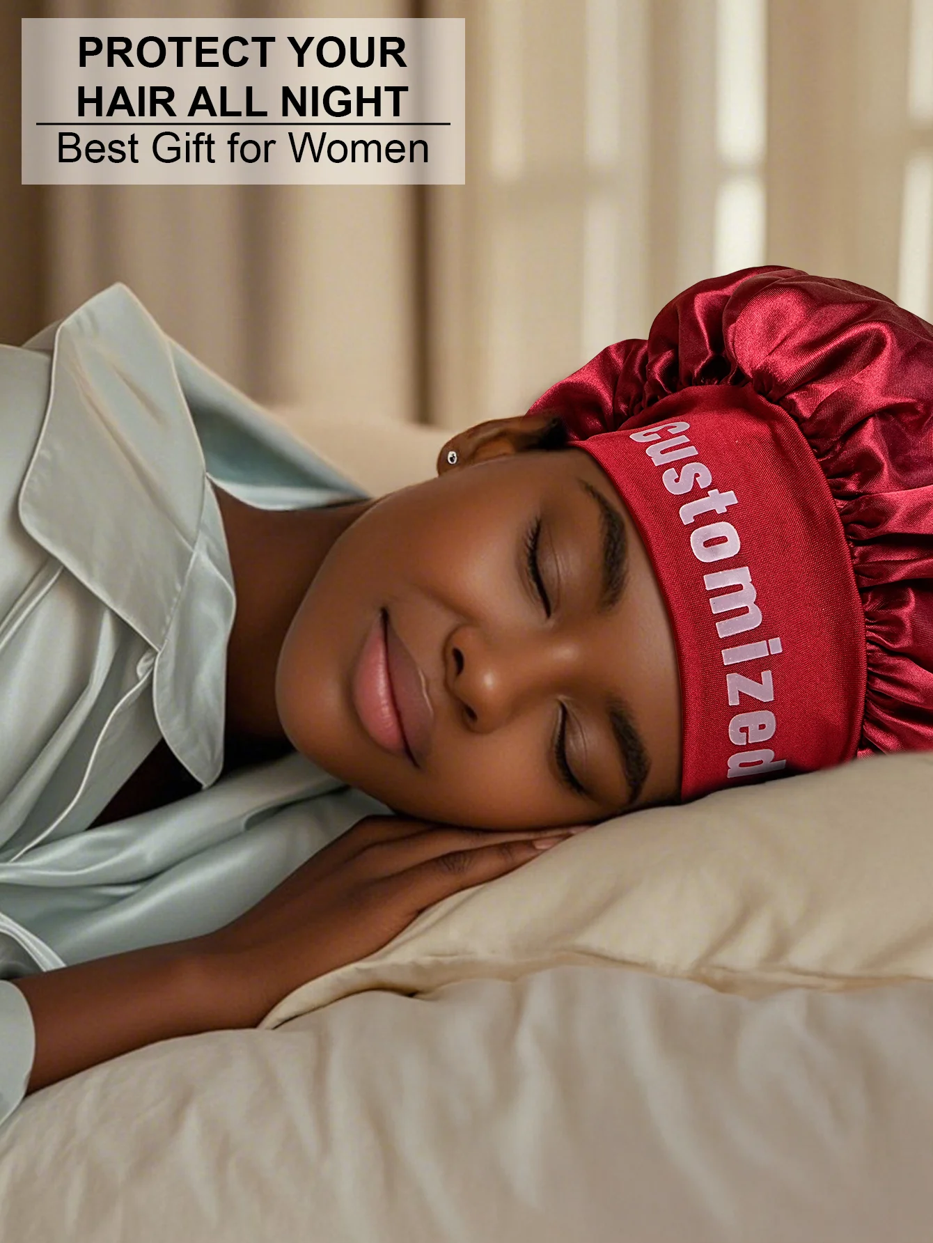 اسم مخصص الحرير بونيه شخصية الساتان النوم قبعة المرأة قابل للتعديل الشعر قبعة الجمال هدية قبعة ليلية أنيقة #2