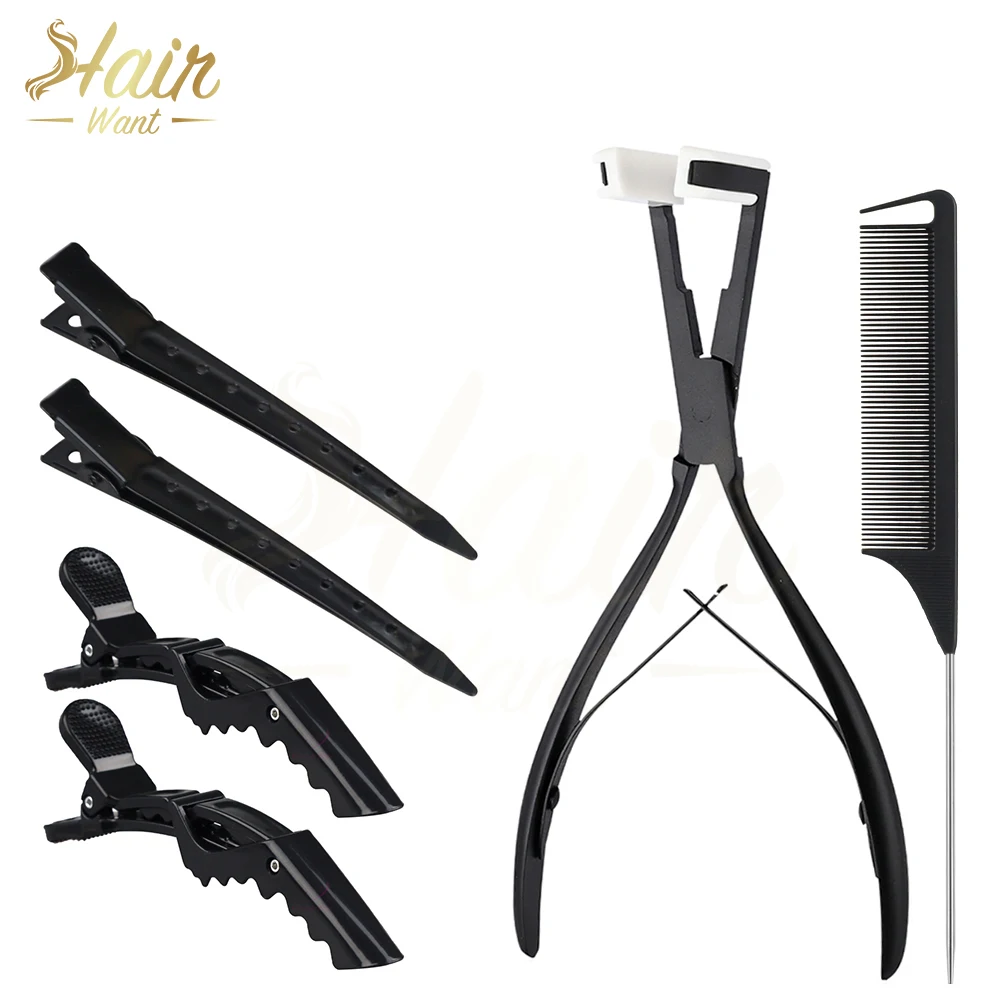 

Hair Want Stainless Steel Tape In Hair Extension Pliers Kit With Hairdressing Hair Clips Hair Comb for Hair Extension Tools