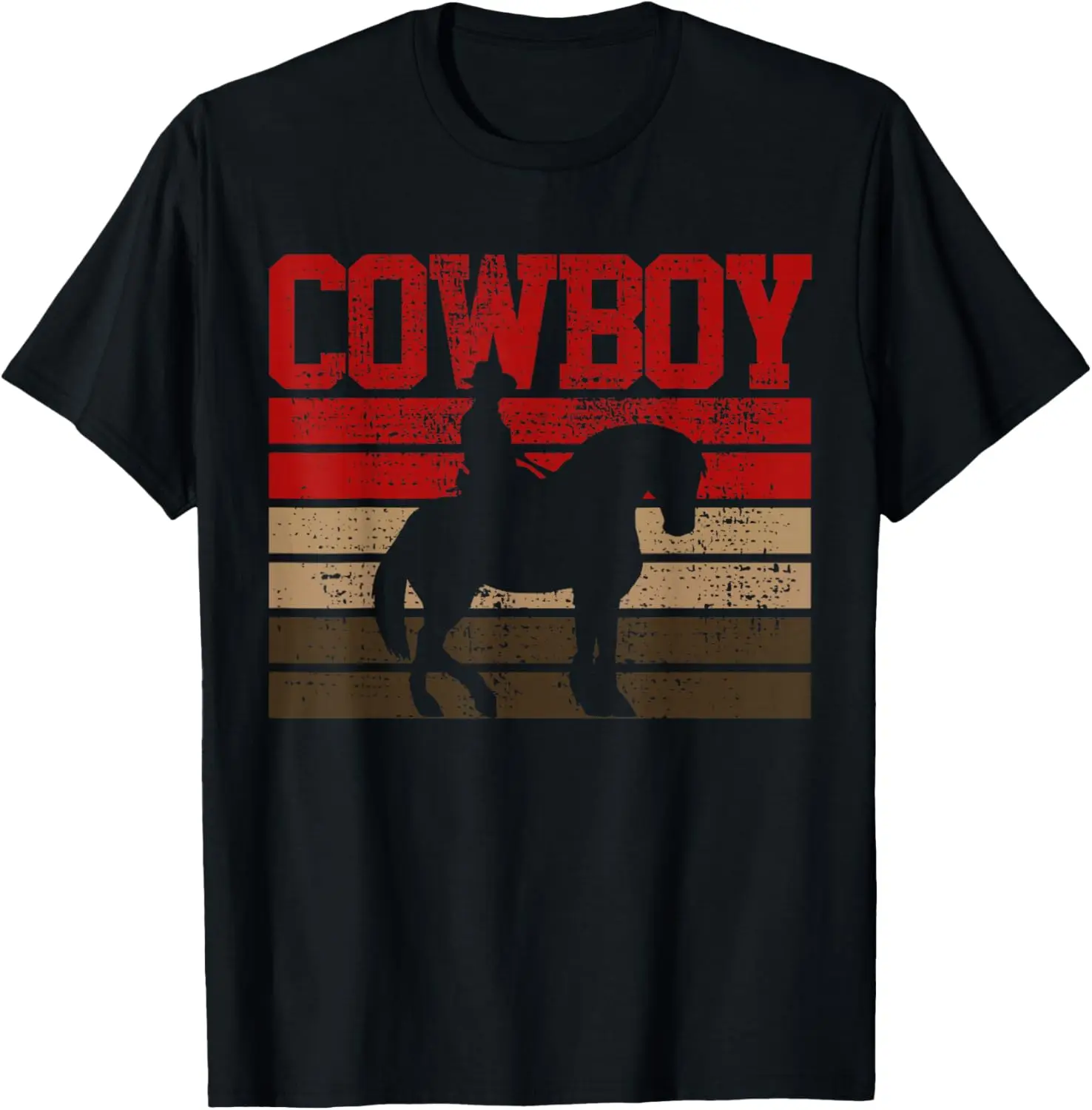 Cowboy Rodeo Horse Country T-Shirt 100% Cotton Trendy Y2K Short-Sleeve Tee-Soft, Quick-Drying, Moisture-Wicking; Ideal Sports