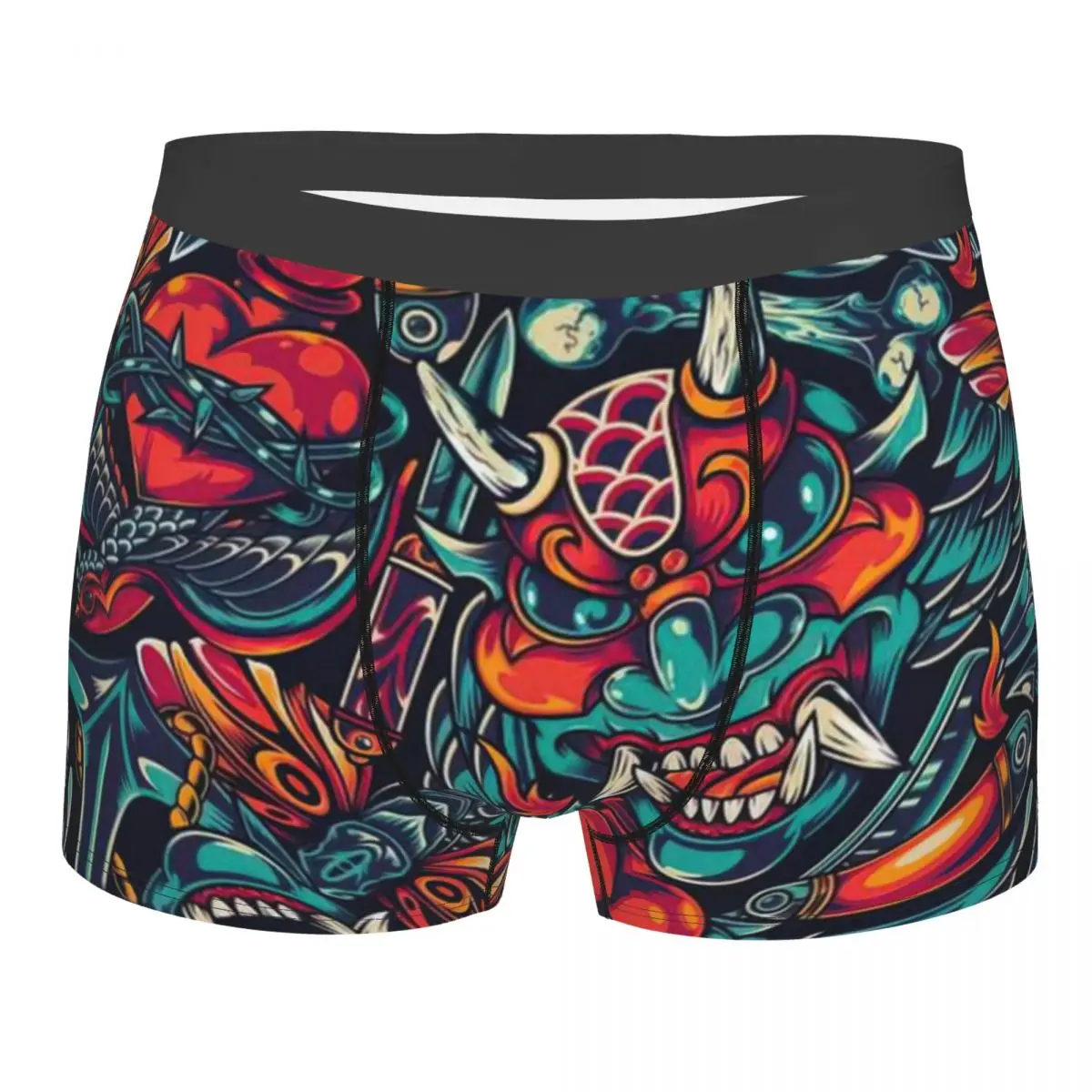 Calcinhas Devil Faces Algodão para Homem, Roupa Interior Ventilar Shorts