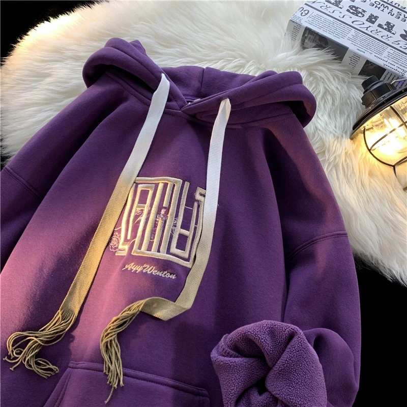 

Утепленная флисовая толстовка-худи на весну-осень, свободного кроя, теплая, повседневная, модная, из хлопка и полиэстера