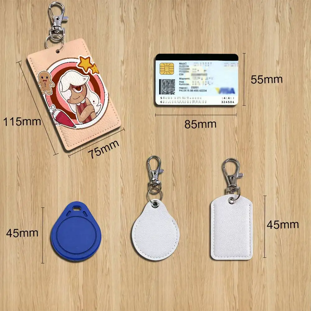 Ginger Blot Goob Dandys World Rectangle ID Card Case Keychain Access Card Bag Key Tag Ring Leather Card Holder Key Ring Access