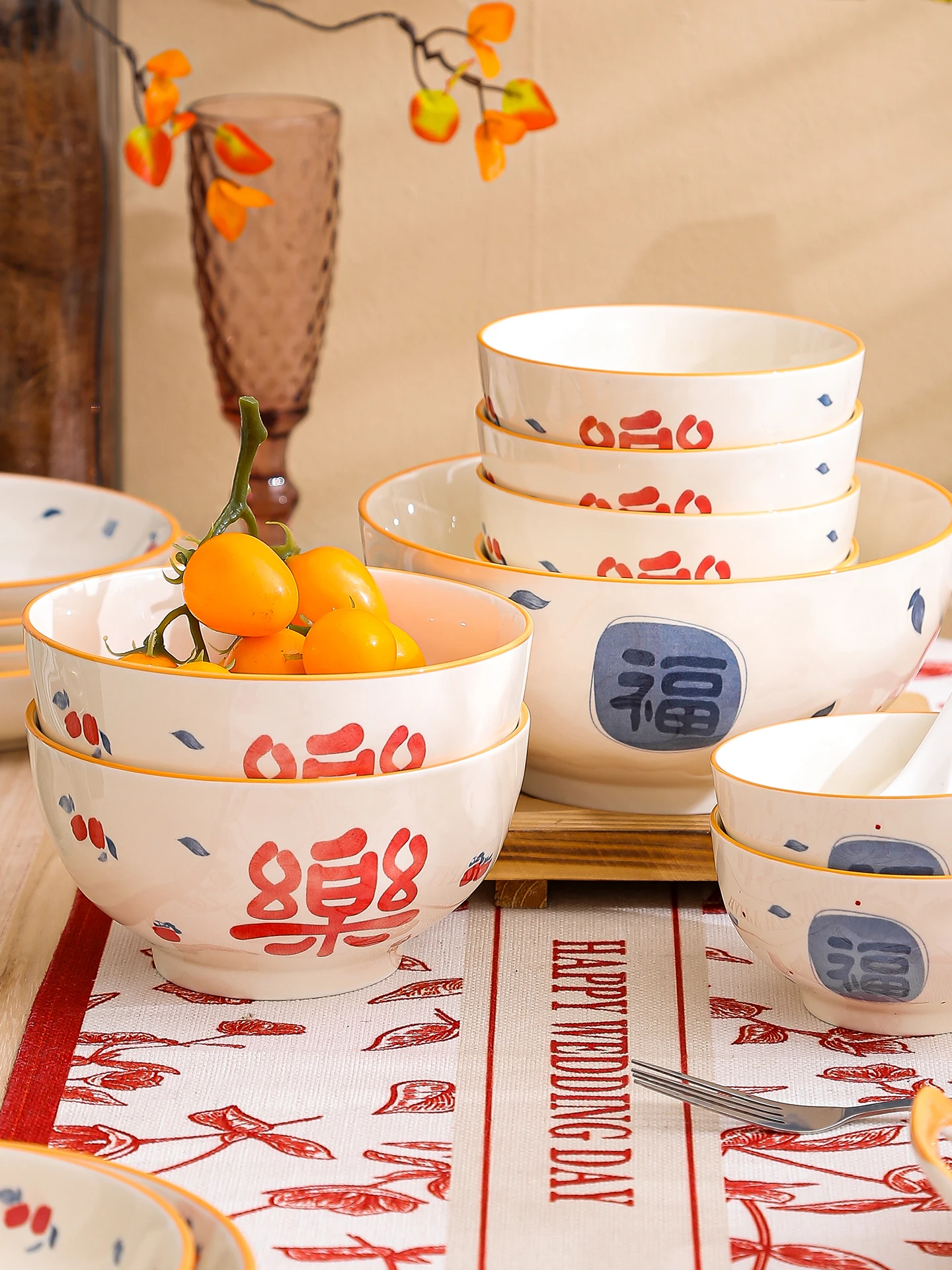 

Cheerful Cerc Bowl Set for New Home Moving Chinese Sle Single Bowl Diware Combination High Aesthetic Value Home Use