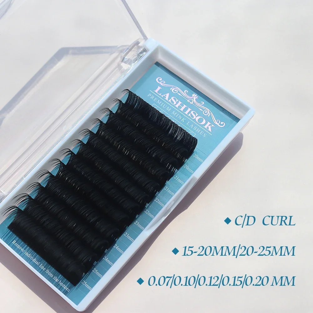 GLAMLASH 16rows 7~25mm Mix Faux Mink Eyelash Individual Extension Korean Pbt Soft False Lash Extension Mink Cilia