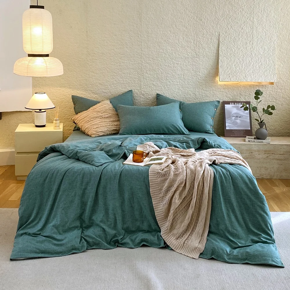 

Stone Wash Percale Cotton Turquoise Duvet Cover Set Single Twin Full QUEEN KING Bed