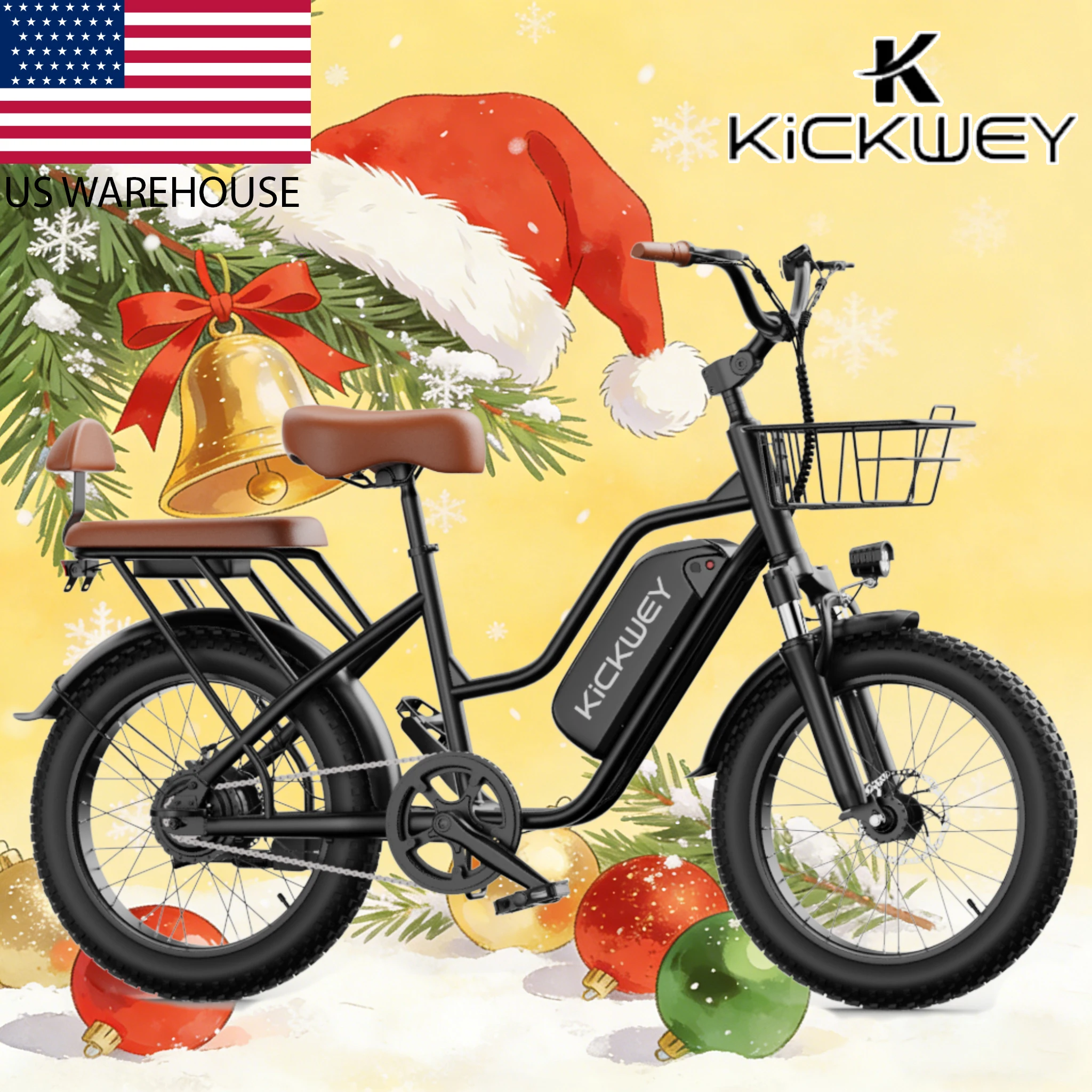 

Kickwey LD20 Electric bike 1500W Motor 48V20AH Removable Battery Electric bicycle Dual Disc Brake 20×4 Inch Fat Tire Snow E-bike