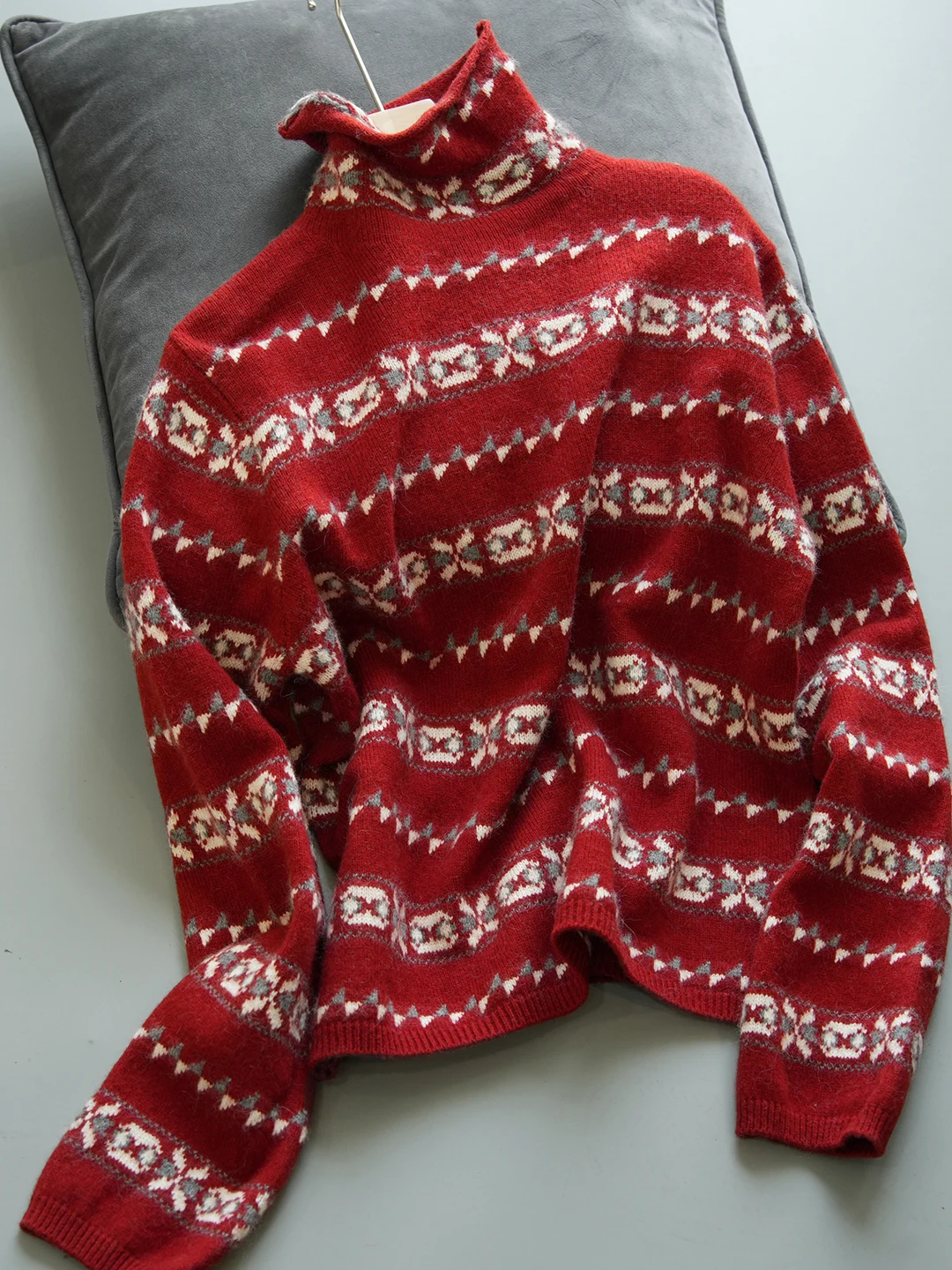 

Red New Year Women's High Collar Long Sve Knitted Sweater Autumn Winter Faion Sweet Sle Straight Cut Pure E-commerce