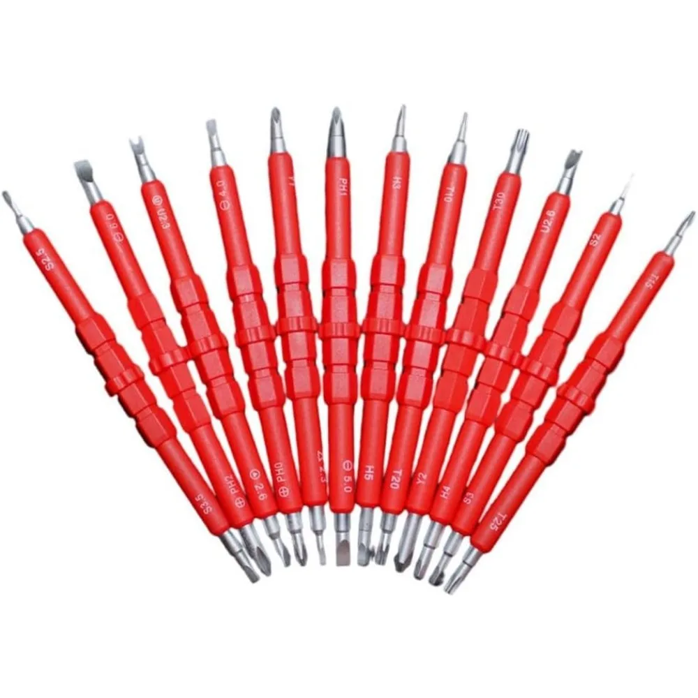 PENGGONG 9714B 500V مجموعة مفك براغي معزول 12 قطعة أداة مفك براغي معزولة مزدوجة الأطراف مع مقبض غير قابل للانزلاق الكل في واحد #3