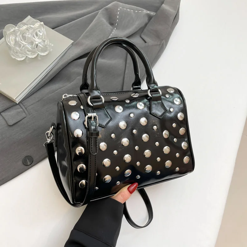

2025 Cross-Border Stardust Studded Boston Bag, Medium Versatile Stardust Studded Medium Bag, Boston Style Chic