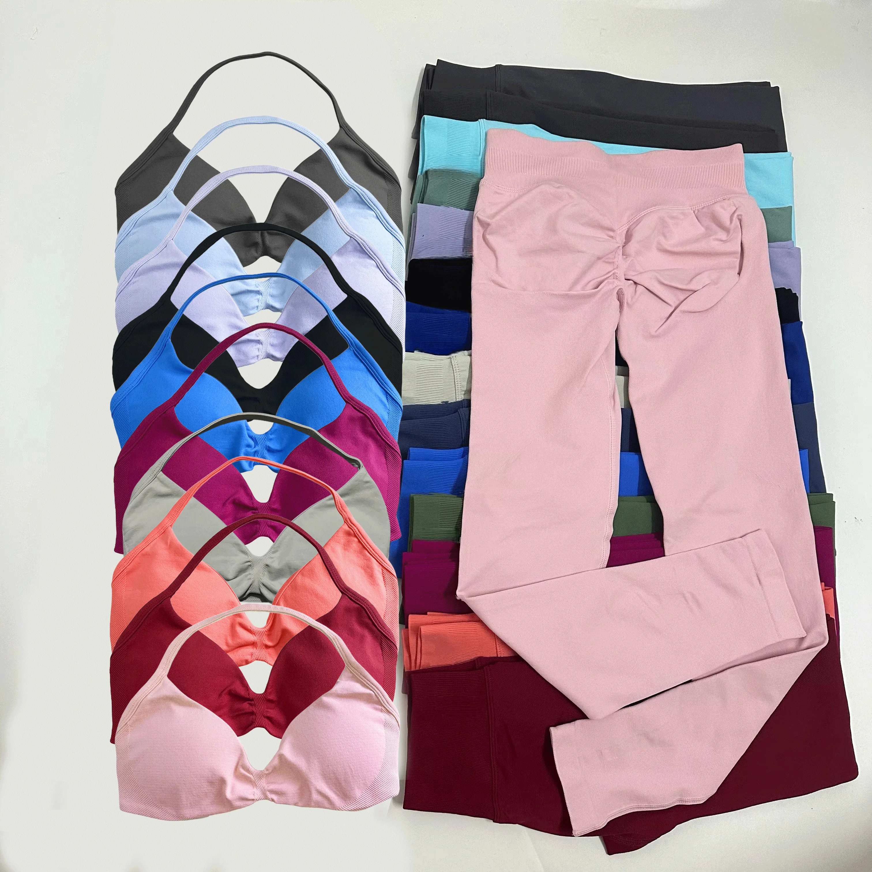 

WHENG 2 шт. женский бюстгальтер для йоги из двух предметов на бретелях, топ для тренировок, леггинсы, костюм, одежда для фитнеса, бесшовный комплект спортивной одежды, 2 шт.