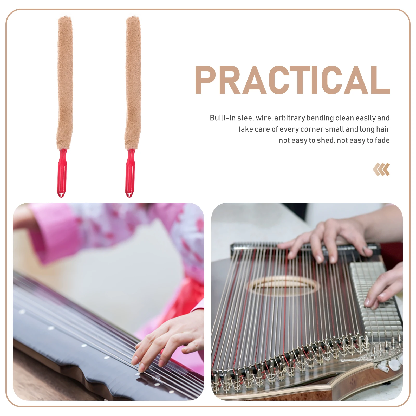 

2pcs Guzheng Cleaning Brush Durable Instrument Dust Removal Tool For Keyboard Portable Easy Storage Gift Idea (Random Color)