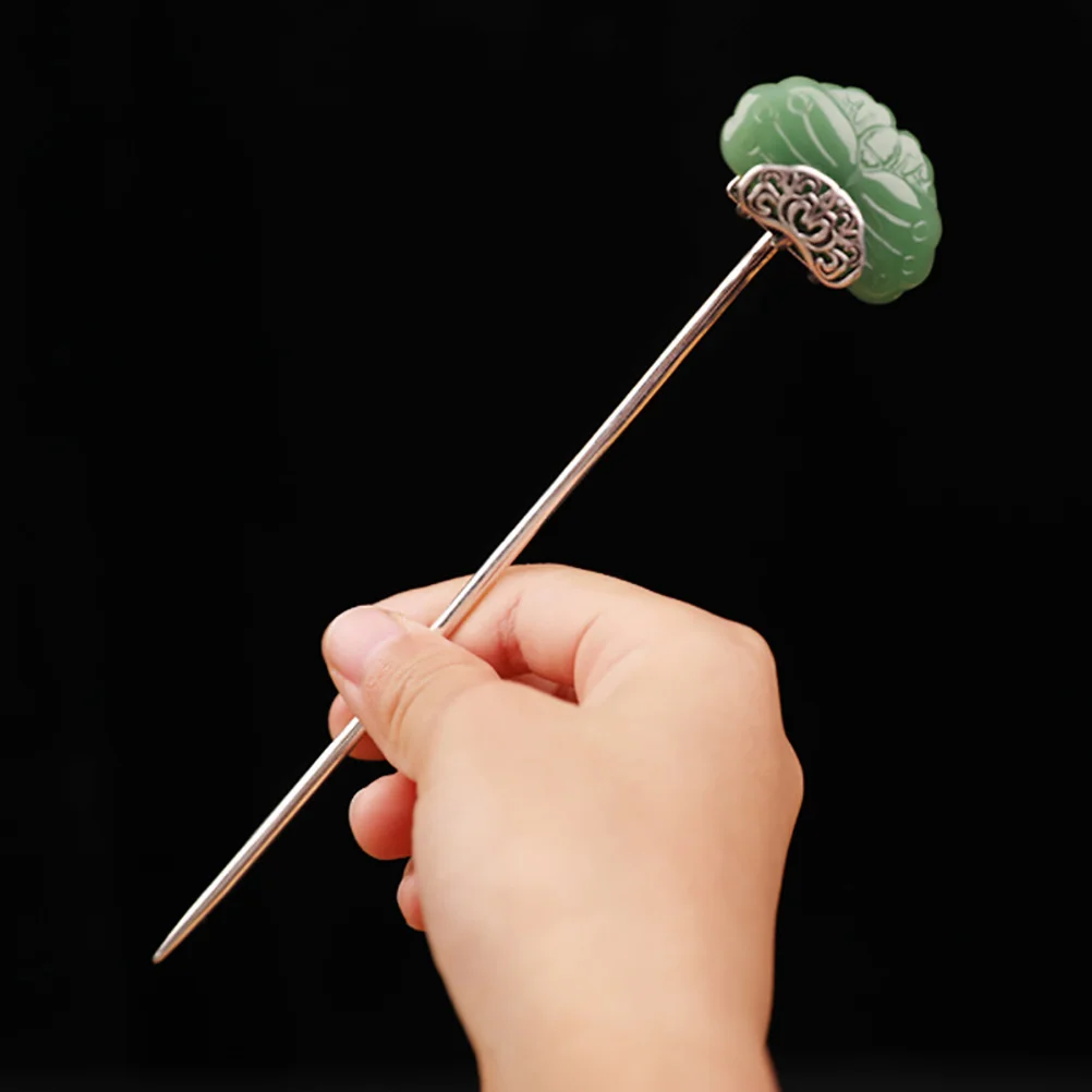 

Agate Stick Chinese Chignon Pin Sturdy Alloy Accessory For Women Floral Sticks Bun Styling Tool Vintage Chopstick